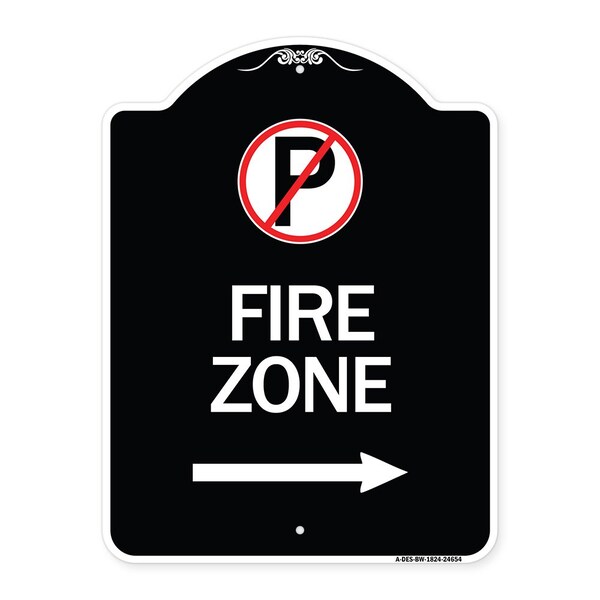 No Parking Symbol and Right Arrow Heavy-Gauge Aluminum Architectural Sign, 24" x 18", BW-1824-24654